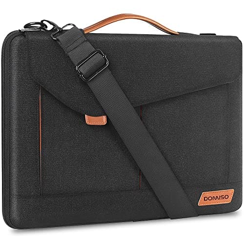 DOMISO 14 Inch Laptop Sleeve Bag Water Resistant Business Briefcase Carrying Shoulder Bag for Lenovo Chromebook S330/Flex 4/Thinkpad L480 E480 T480s/HP ProBook 640 G4/Dell Inspiron 5480 5481,Black