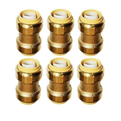 HQMPC Pex Fittings 3/4 inch Straight Coupling Push Fit PEX Fitting, Push-to-Connect Copper, CPVC, No Pb Brass Plumbing Fit (6PCS, 3/4")