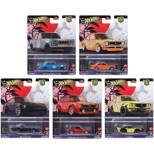 Hot Wheels Premium Car Culture Japan Historics 4 FPY86961B Complete 5Car 164 DieCast JDM Set 64 Prince Skyline GT 72 Corolla Levin TE27 73 Civic Custom Mazda RX3 Nissan Fairlady Z