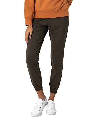 AJISAI Women's Joggers Pants with Pockets Drawstring Sweatpants for Running Workout Lounge Wear Olive XS