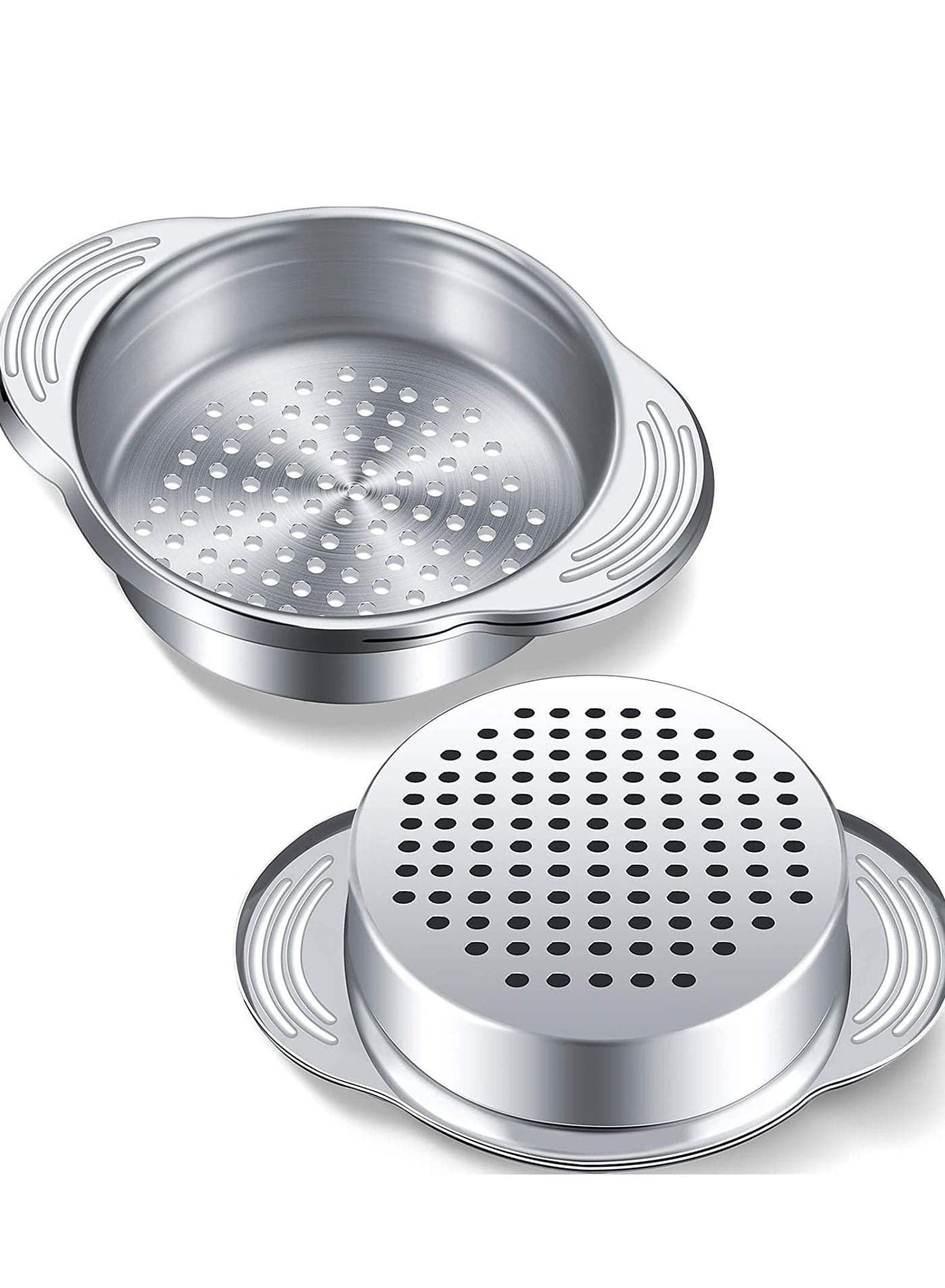 Tuna Strainer Press, 2 Pack Stainless Steel Food Can Sieve Metal Press Lid Canning Colander Oil Drainer Filter for Kitchen Beans Vegetables