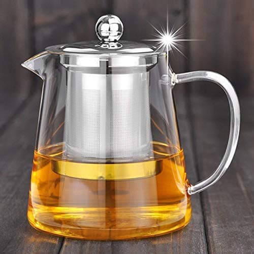 ZROY Enterprise Borosilicate Round Glass Tea Pot 500ml with Heat Resistant Stainless Steel Infuser Perfect for Tea and Coffee Maker, Clear Glass Kettle (Conical 450ML)