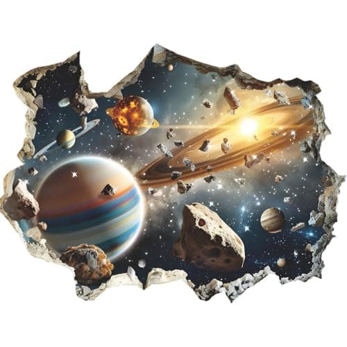 Quanhaigou 3D Galaxy Outer Space Wall Decals Stickers Wall Murals Wallpaper Decor for Home Floor Living Room Universe Planet
