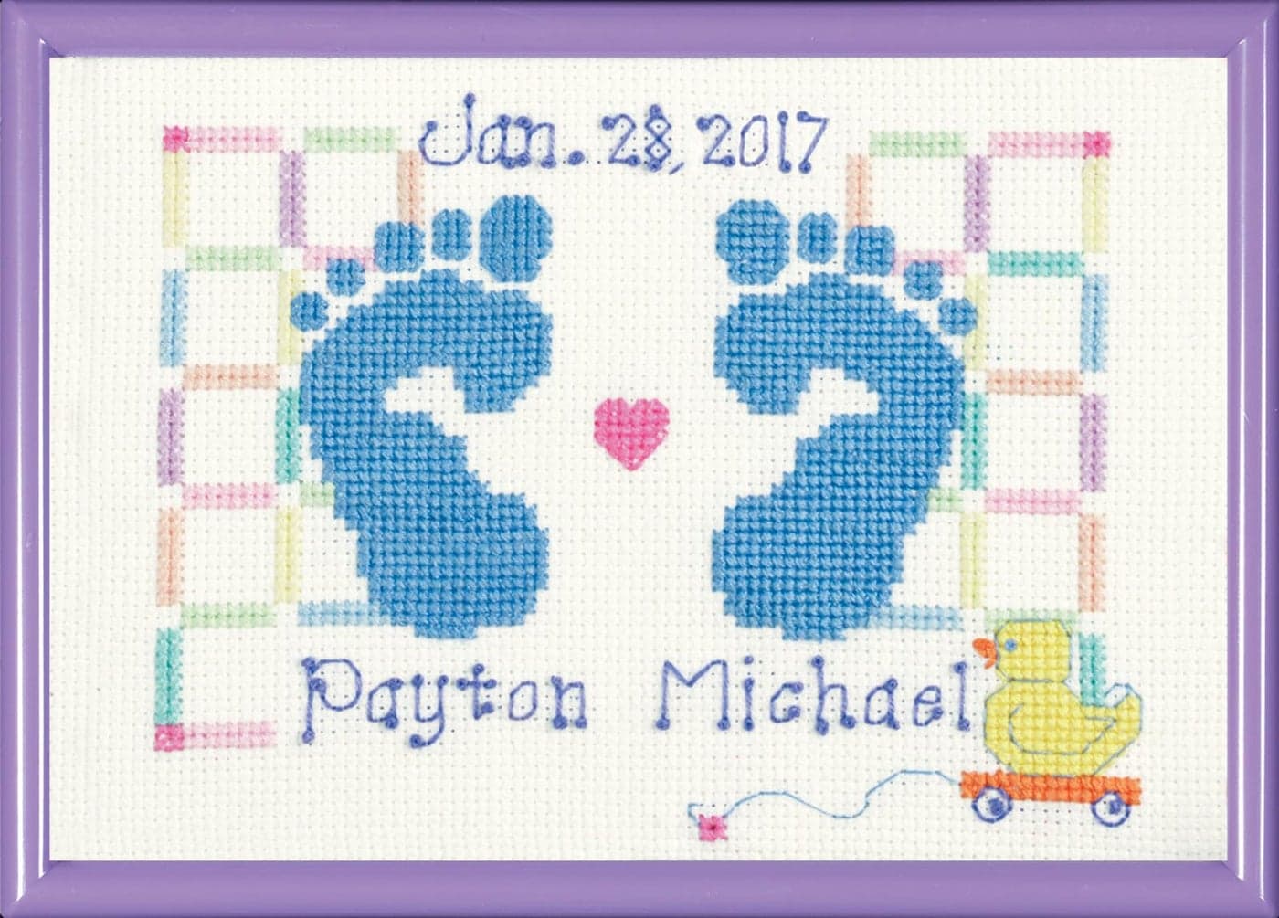 Janlynn Counted Cross Stitch Kit Baby Feet Birth Announcement Blue By the yard