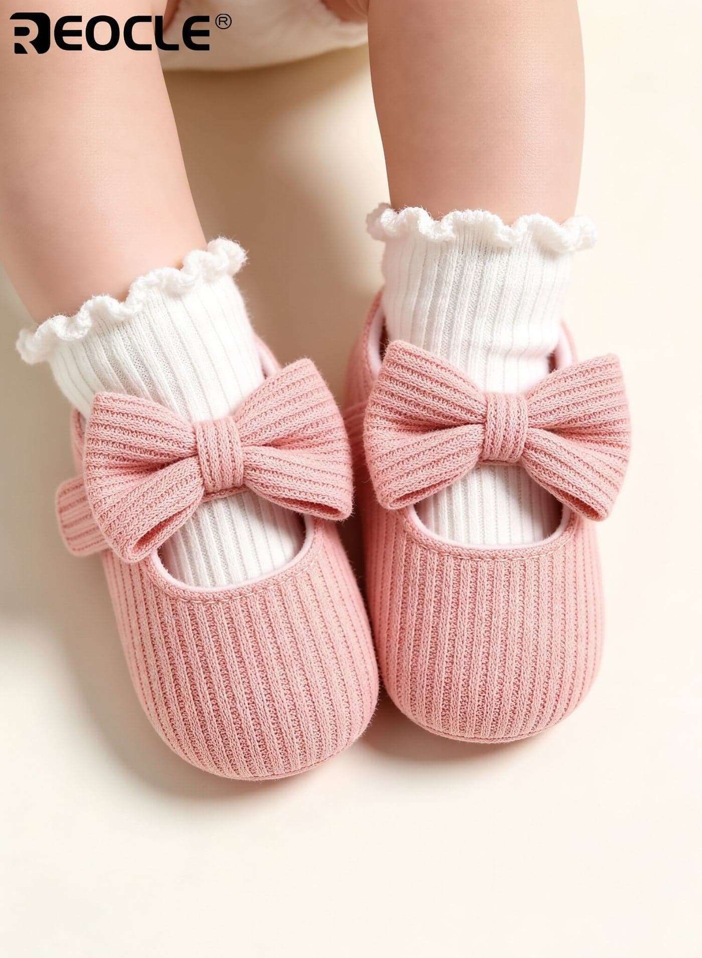 Baby Slip-On Shoes with Bow Design All-Season and Breathable Home shoes No Insole Perfect for Walking Practice Suitable for 5-8 Months