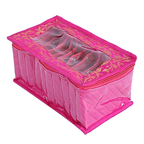 Kuber Industries Cotton 10 Pouch Jewellery Box (Pink),CTKTLUG310