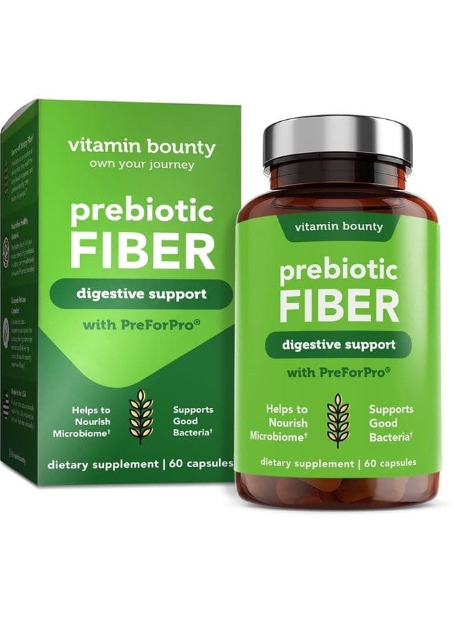 Prebiotic Fiber Digestive Support - Gut Health Supplements for Women and Men, Dietary Fiber, Supports Digestive Health, Probiotics for Women & Men for Gas Relief - 60 Capsules