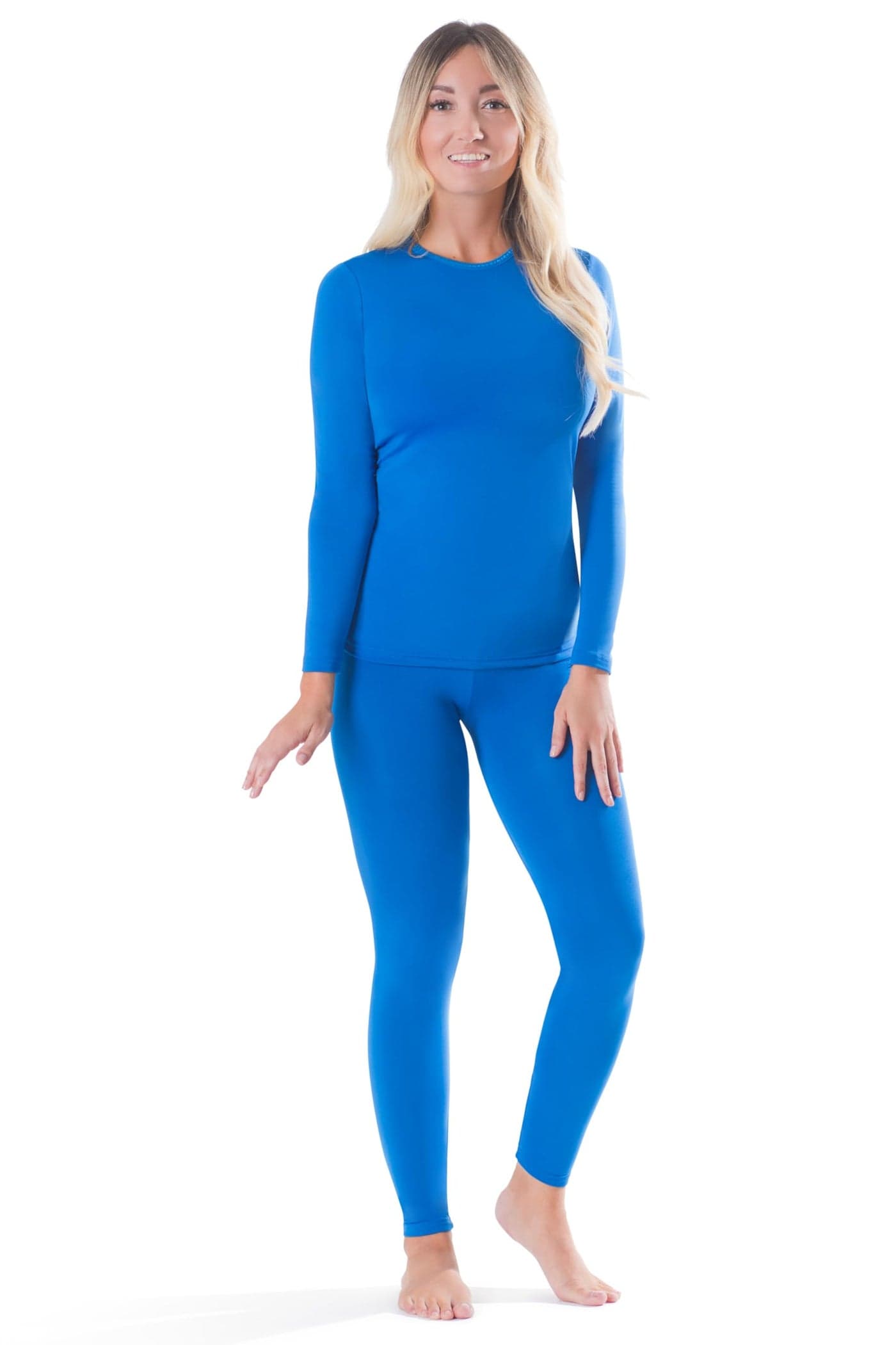 Rocky thermal underwear women long johns womens thermals top bottom set fleece lined under wear clothes base layer thermals (X-Small, Blue, Standard Weight (185 GSM)