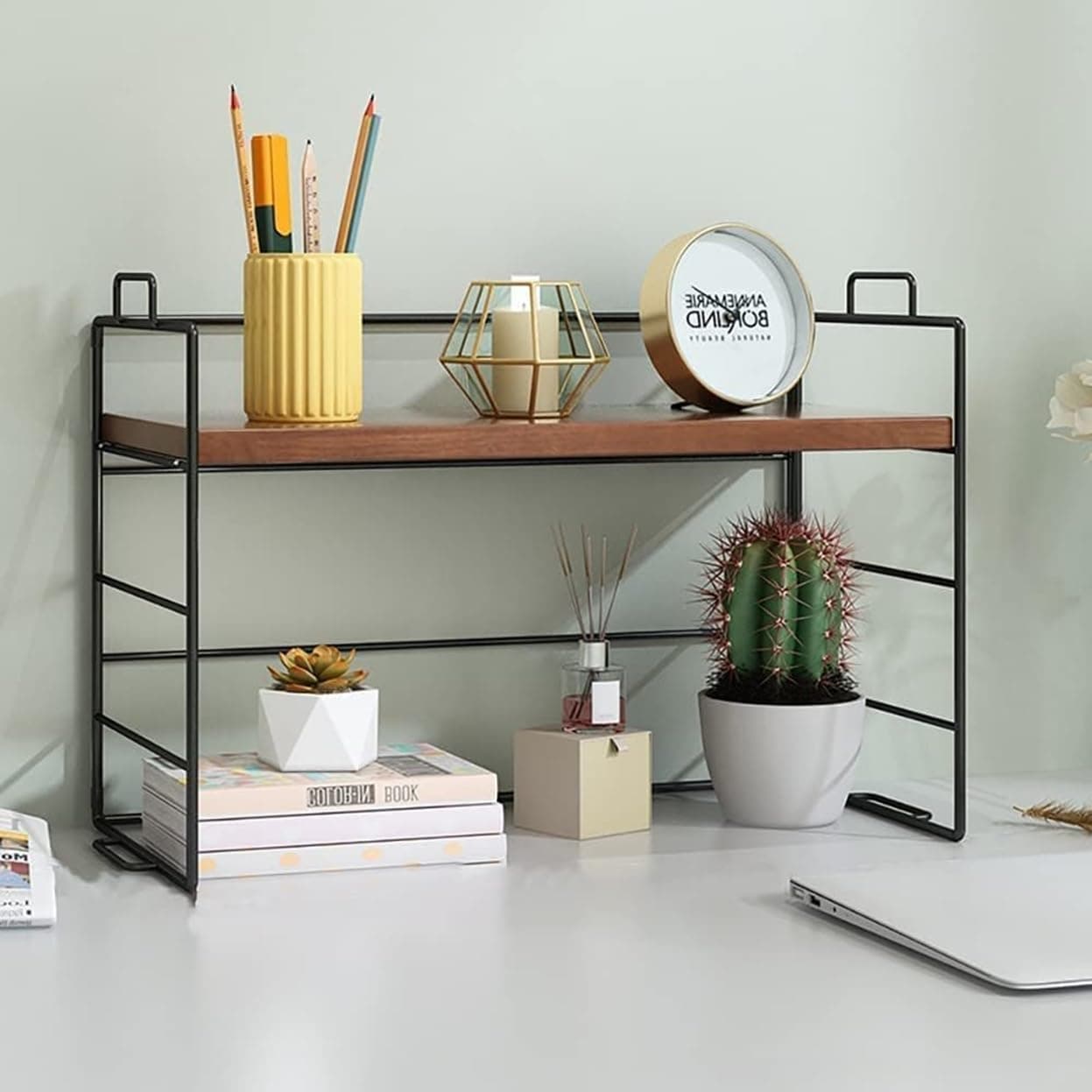 Kiwilon Desk Organizer for Office Table I Standing Shelf Unit I MultiPurpose Countertop Kitchen Rack I Study Table Shelf I Adjustable Storage Organiser I Stackable Countertop Stand