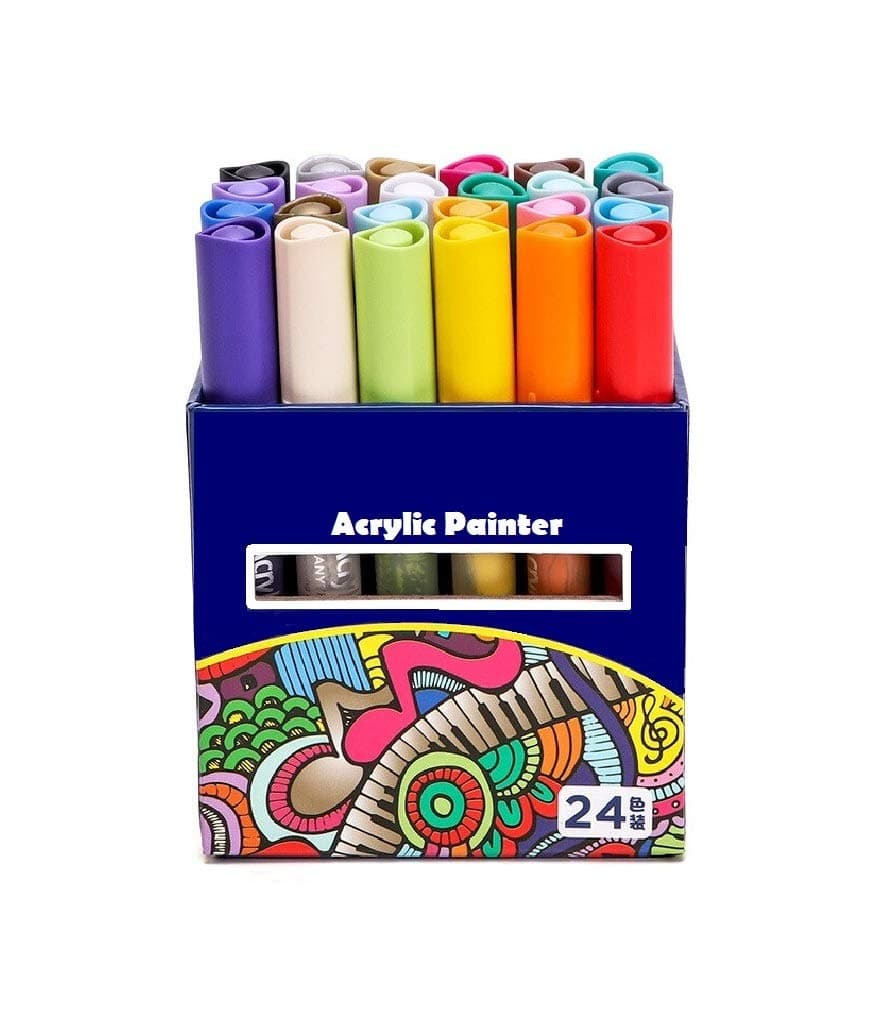 R H LIFESTYLE 24 Colored Permanent Acrylic Paint Marker Pens for DIY ART Drawing