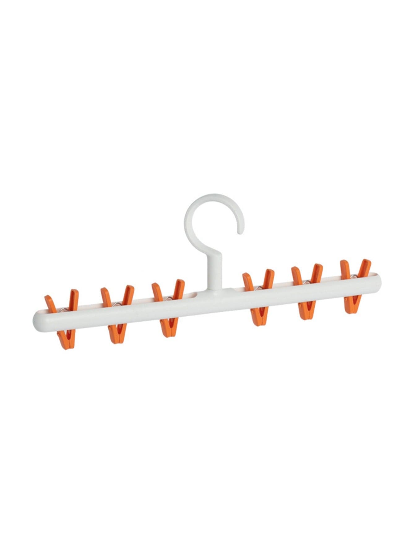 Fashionable And Simple Macaron Color Matching Clothes Hanger With Clips, High-Load-Bearing Multifunctional Clothes Hanger For Drying Socks, Easy To Store Anti-Entanglement Clothespins, Strong Pants Clips (White And Orange)