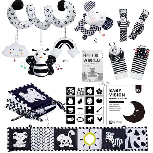 Black and White Sensory Toys for BabiesMontessori Toys for BabiesHigh Contrast Baby Toys for Toddlers Kids Early Learning Newborn Brain Development Toys Baby Gifts