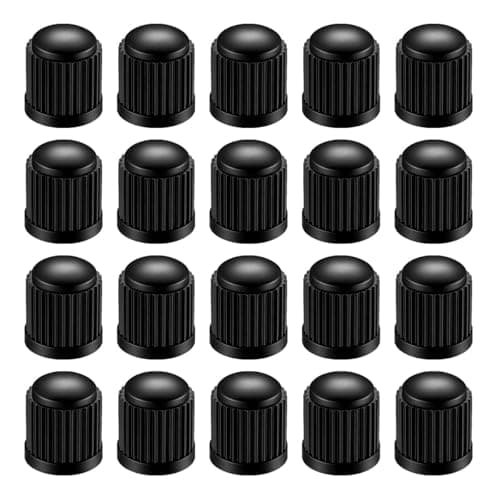 GAOLAOSY 20PCS Car Tire Valve Stem Caps Plastic Auto Wheel Stem Cover with O Rubber Seal Vehicle Tire Valve Dust Cap Universal Automotive Accessories for SUV Truck Motorcycle Bicycle Black