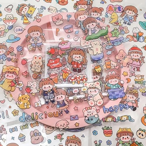 FunBlast Cute Kawaii Stickers -100 Sheets Cute Washi Stickers for Decoration Japanese Style Girls Sticker Set, Stationery Item, Journals, Scrapbooking, DIY Arts and Crafts Sticker's