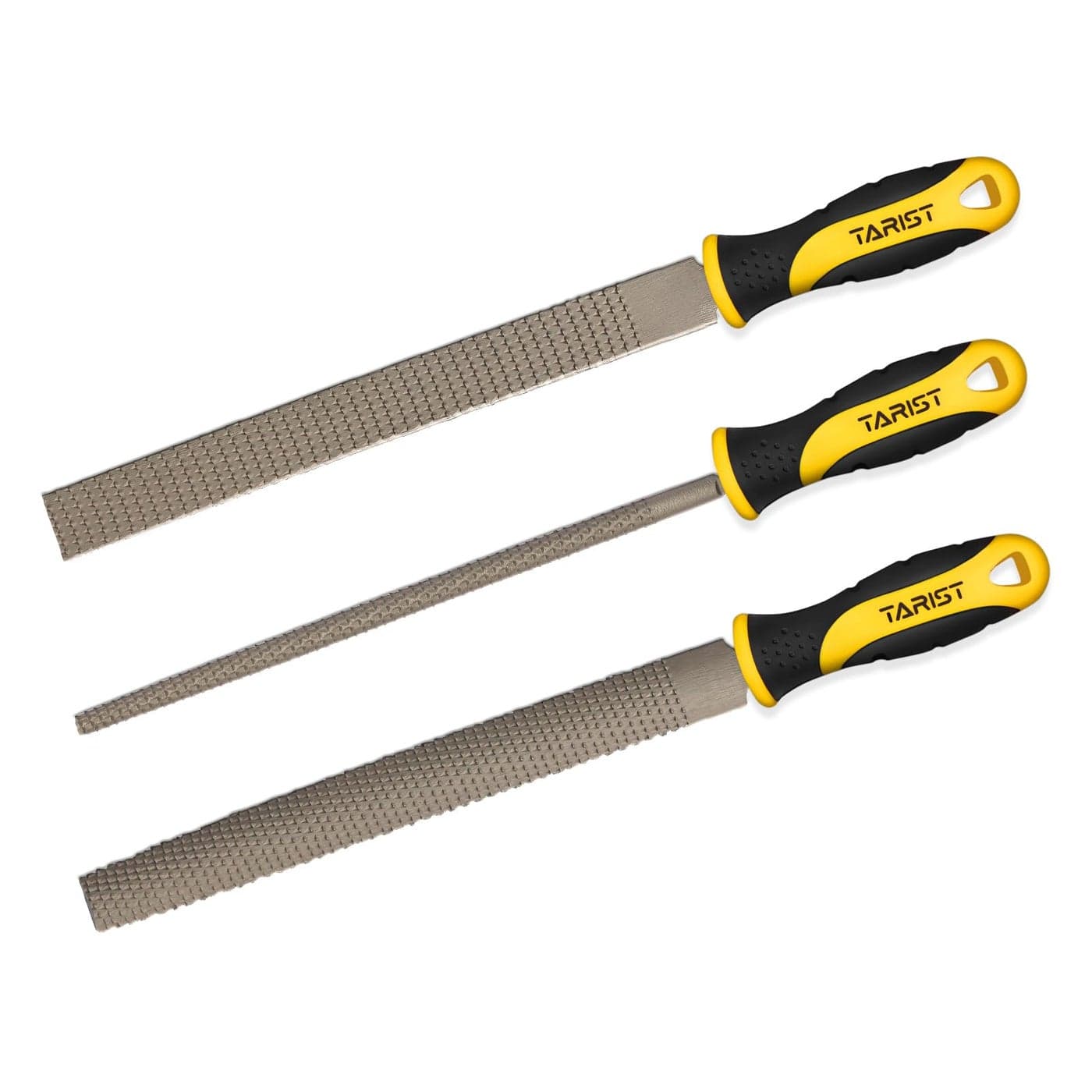 TARIST 3Piece 8 Wood Rasp File Set Includes FlatHalfRoundRound For Woodworking Sharping Wood