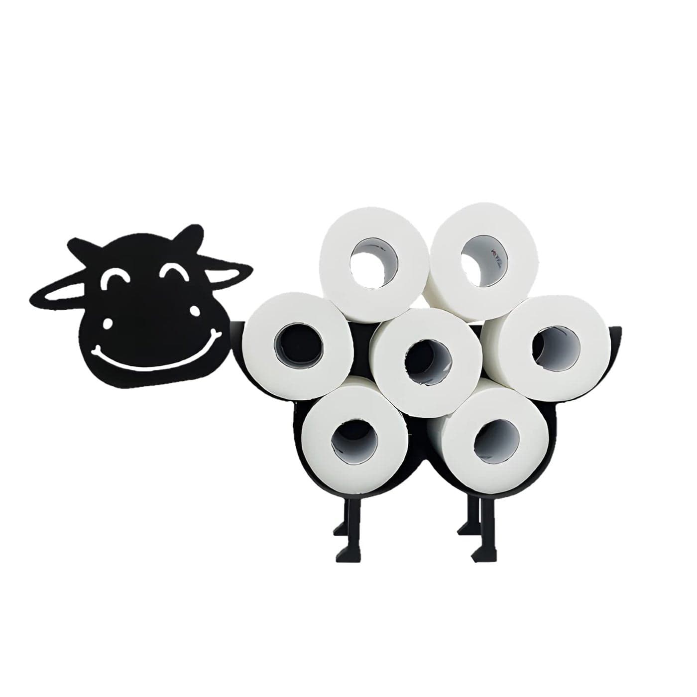 Cow Decorative Toilet Paper Holder Shelf Cute Funny Tissue Iron Storage Stand Rack Iron Roll Paper Storage Bathroom Kitchen Accessories BlackCow