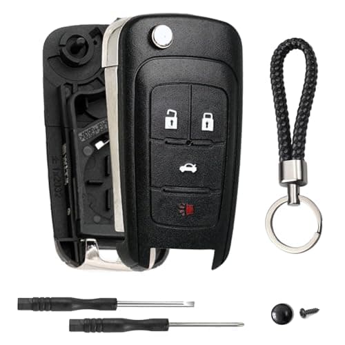 4 Button Key Fob Keyless Entry Remote Shell Case Replacement for Chevy Cruze Equinox Camaro Impala Malibu Sonic Buick Regal Verano Encore Lacrosse GMC Terrain 2010 2011 2012 2013 2014 2015 2016-2021