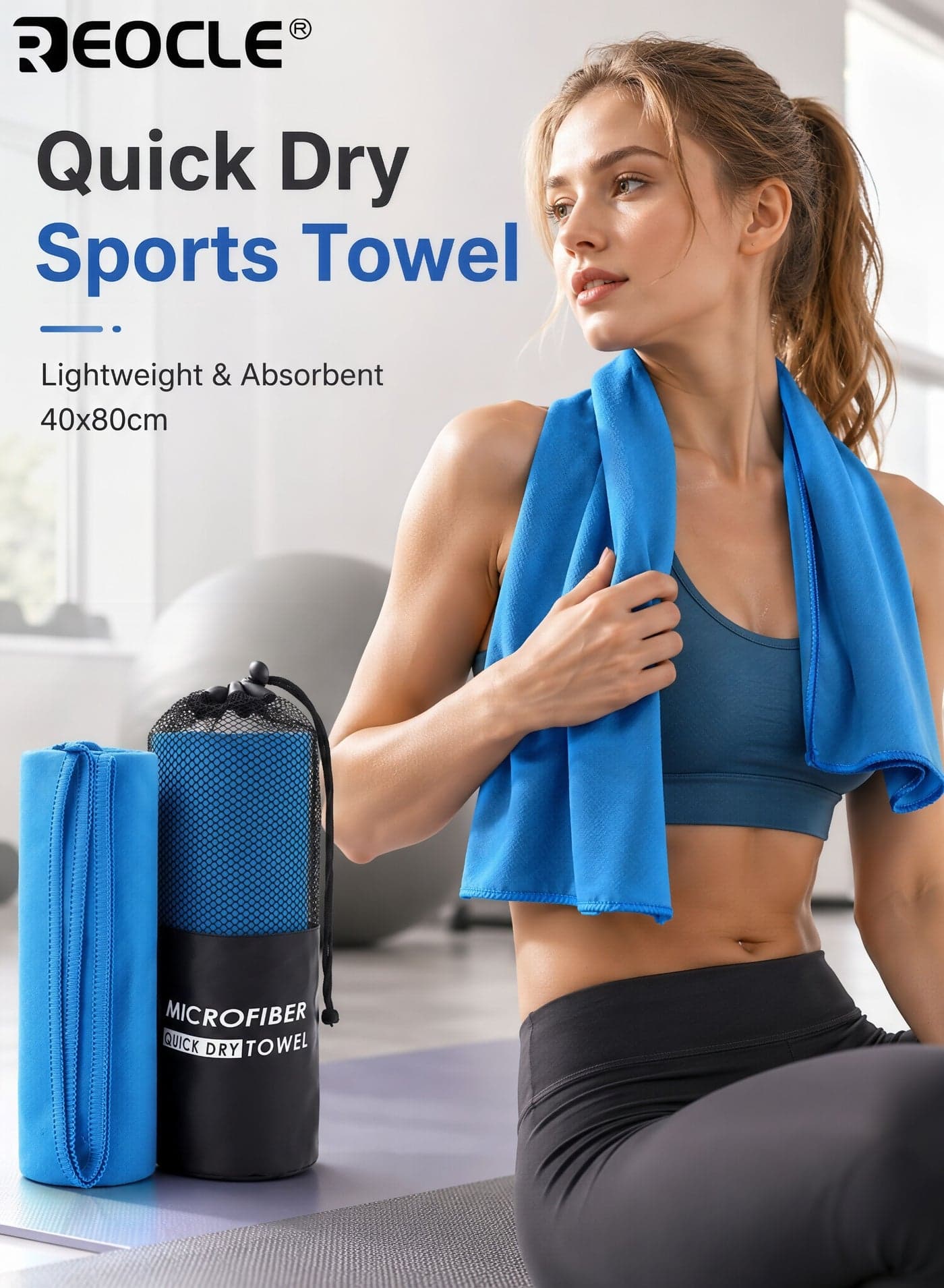 Outdoor Camping Quick Drying Sports Towel Travel Portable Storage Towel with Lightweight Mesh Bag Ultra-Fine Fiber Suitable for Running Fitness Cycling Hiking