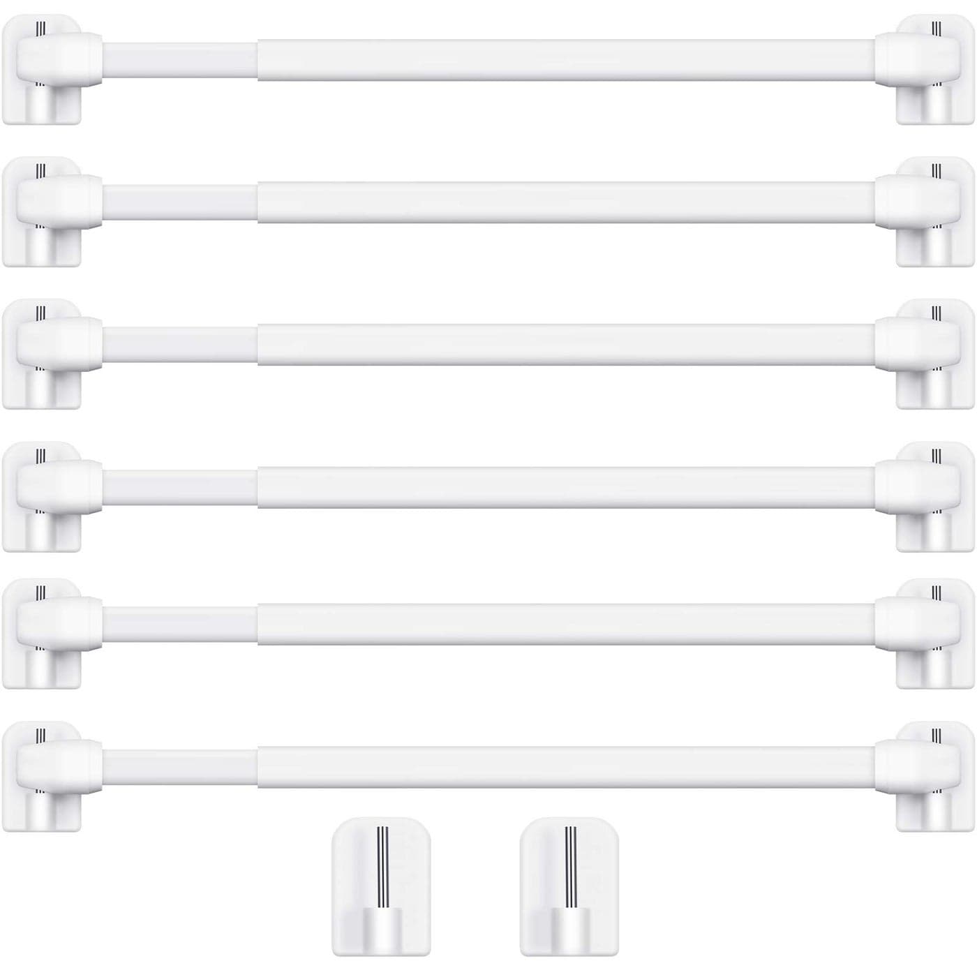 Jetec 6 Pieces Adjustable Plastic Net Curtain Rod 157275 Inch Self Adhesive Shower Curtain Rods for Window Cupboard Bars Tension Drill Less Accessories for Home Bathroom Hotel White