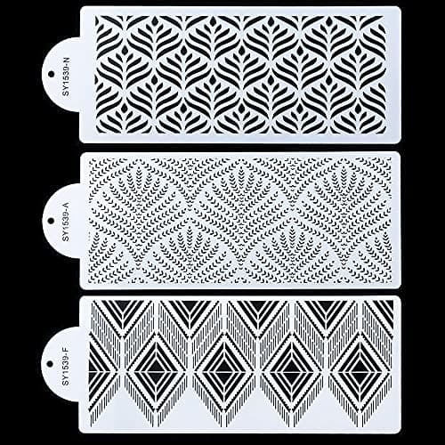 RAYNAG 3 Pcs Cake Decorating Stencils Mold Plastic Templates Spray Floral Cake Molds Cookie Fondant Dessert Decorating Molds Side Baking Mesh Stencil