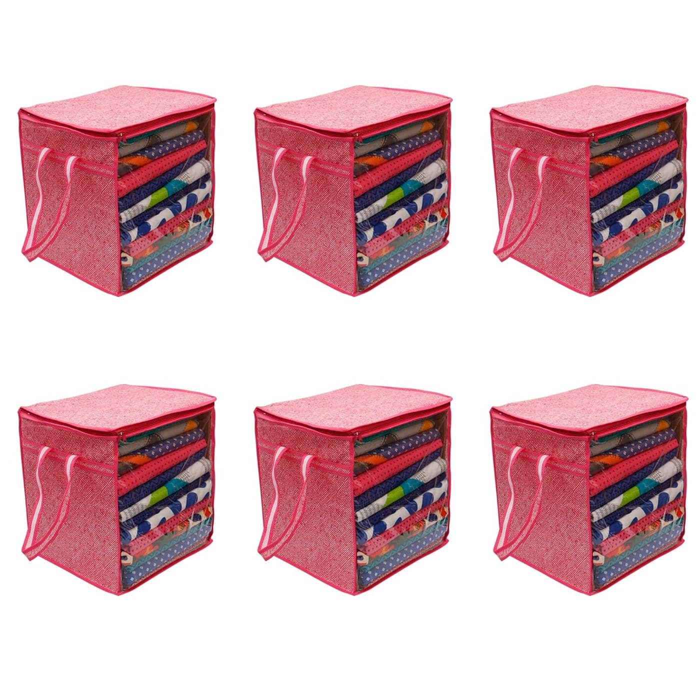 AMAK INC Saree Cover Bag With Zip Transparent Window Large Size Clothes Storage Bag Organizer for Suit saree Lehenga Shirt Pant Underbed Storage Big Size Wardrobe Storage Pack of 1 15 X 12 X 15 Inch