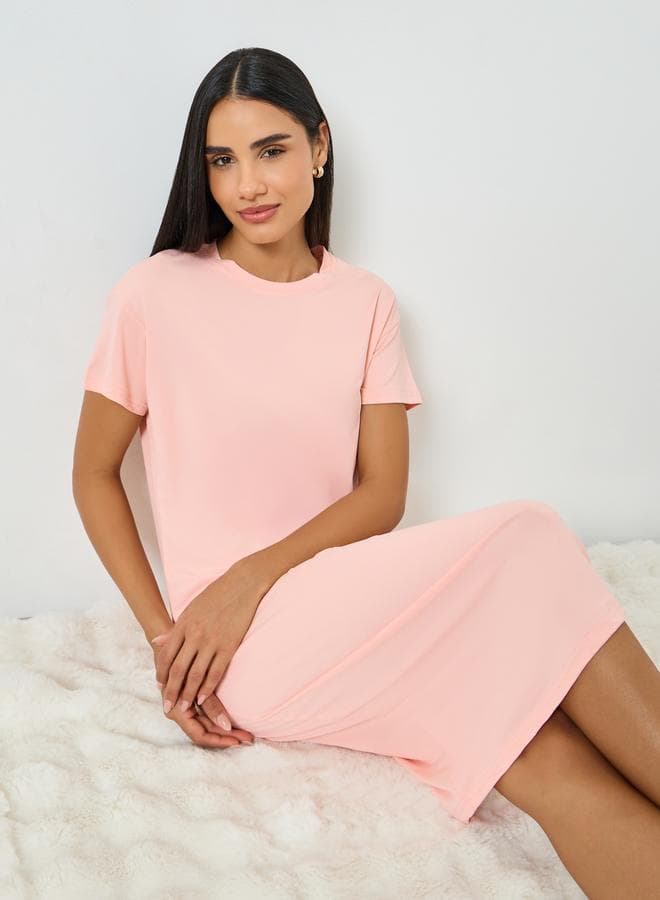 Pink Short Sleeve T-Shirt Dress
