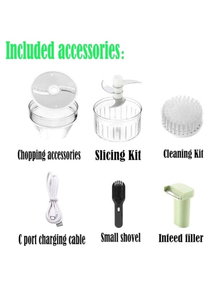 Electric Vegetable Cutter Set - 4 in 1 Portable, Rechargeable, Wireless Food Processor & Chopper Machine for Pepper, Garlic, Onion, Celery & Meat