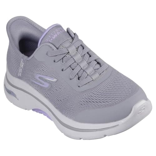 Skechers Women's Go Walk Arch Fit 2.0 Valencia Hands Free Slip-Ins Sneaker, Gray/Lavender, 7
