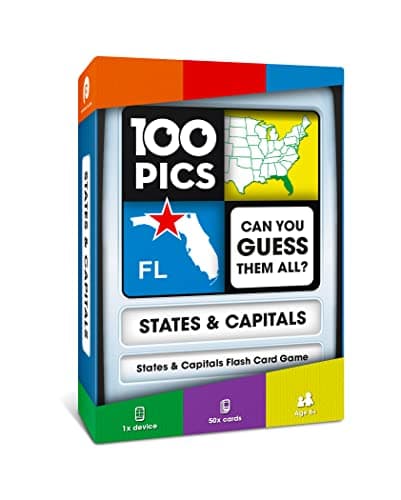 100 PICS US States Capitals Flash Cards All 50 States and Capitals to Learn Fun and Functional Case Ultimate Flashcards for United States Geography Card Games for Kids and Adults Ages 6