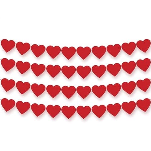KatchOn, Felt Red Heart Garland for Anniversary Day Decor - 4 String, No DIY | Heart Banner for Proposal Decorations | Happy Anniversary Decorations, Wedding Decorations | Engagement Party Decorations
