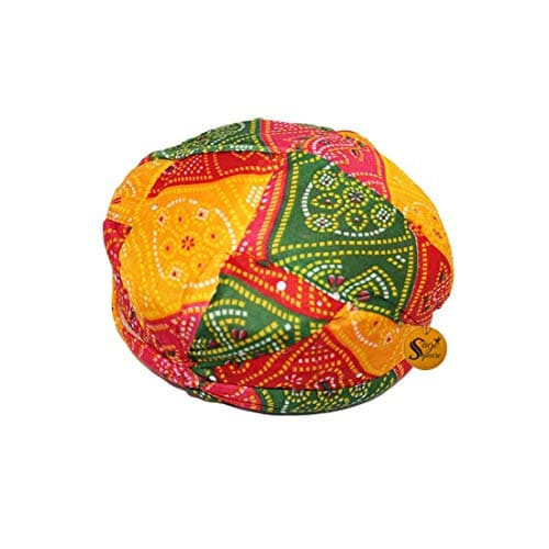 Sage Square Rajasthani Traditional Royal Turban Pagdi Safa for Marriage Mehandi Holi Function Decoration for Kids, Men and Women (Free Size)
