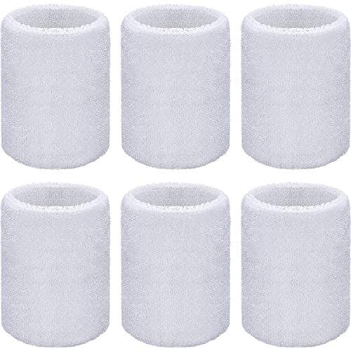Willbond 6 Pcs Wrist Sweatbands Sports Tennis Wristbands Wrist Bands for Sweat Wrist Bands Competitions Absorbent Sweatbands for Basketball Tennis Football Running Working(White)