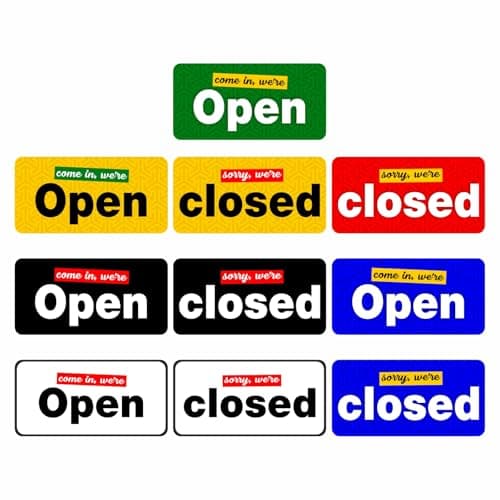 CVANU Self Adhesive Come in Open Close Sorry We are Closed Sign Stickers -(CV-6) Set of 5