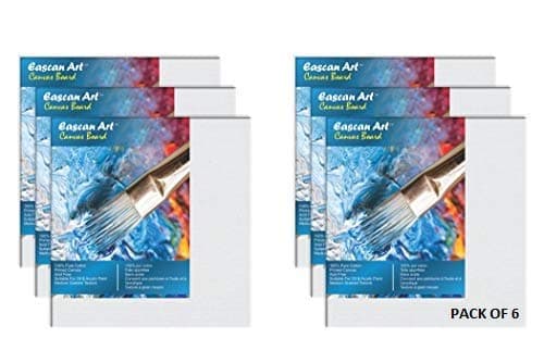 Eascan Art Painting Drawing and Sketch Accessories Medium Grain Artist's Painting Canvas Board Pack of 6 (5X 5)