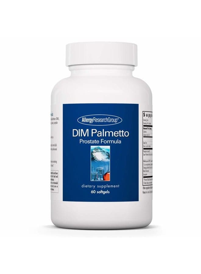 DIM Palmetto - Prostate Support Supplement for Men's Health, Zinc with Saw Palmetto, Beta Sitosterol, Stinging Nettle Extract, Pumpkin Seed Oil, Softgels - 60 Count