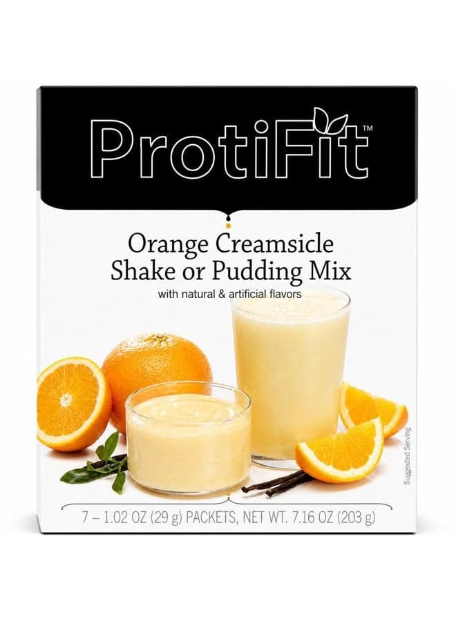 PROTIFIT - High Protein Pudding/Shake Mix, 15g Protein, Low Calorie, Low Fat, Low Carb, Aspartame Free, Idea Protein Compatible, Meal Replacement, 7 Servings Per Box (Orange Creamsicle)