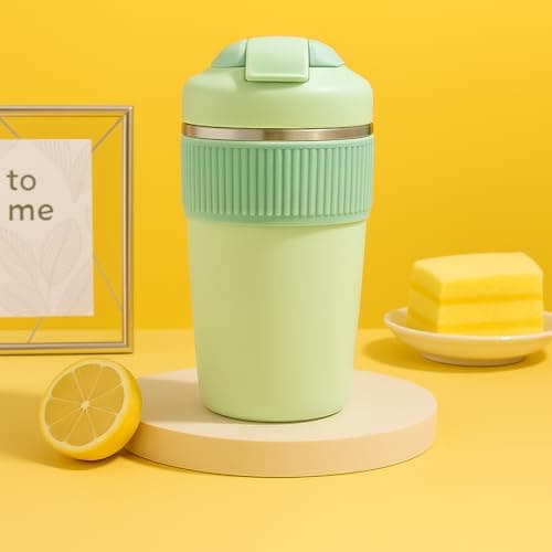 daiDokoro Double Wall Insulated Leak Proof Travel Coffee Tumbler with Inbuilt for Hot/Cold Drinks - (480 ML, Fern Green)