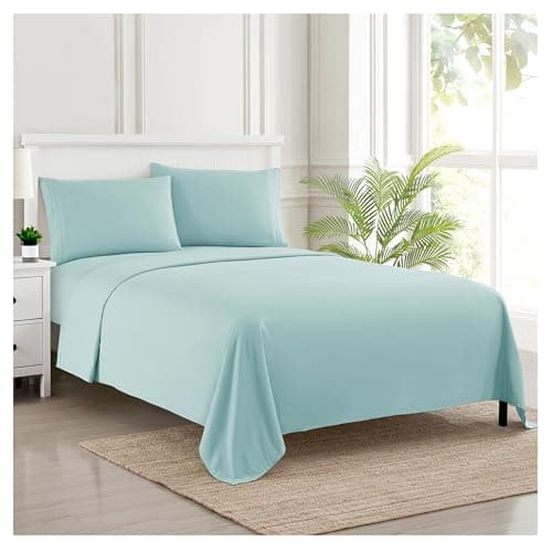 King Size Sheets - Breathable Luxury Bed Sheets with Full Elastic & Secure Corner Straps Built In - 1800 Supreme Collection Extra Soft Deep Pocket Bedding Set, Sheet Set, King, Light Blue