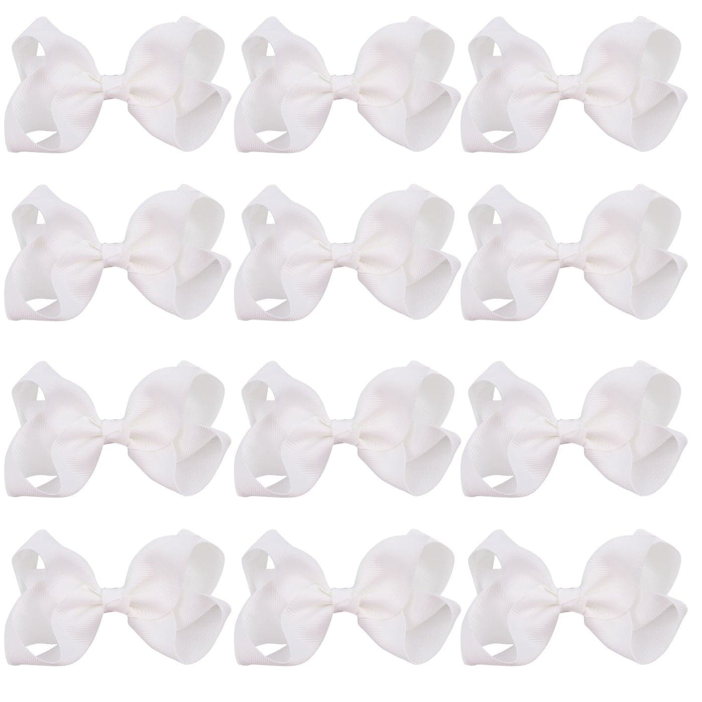 4 Inch Boutique Girls Hair Bows Hair Clips for Baby Girls Toddlers 12 Pcs Solid Color White