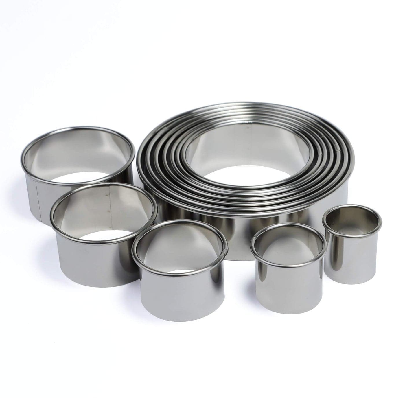 RIHAI Stainless Steel Round Cookie Cutter Set 12 Circular Biscuit Cutters Round Donut Ring Molds for Baking 12 Inch Height