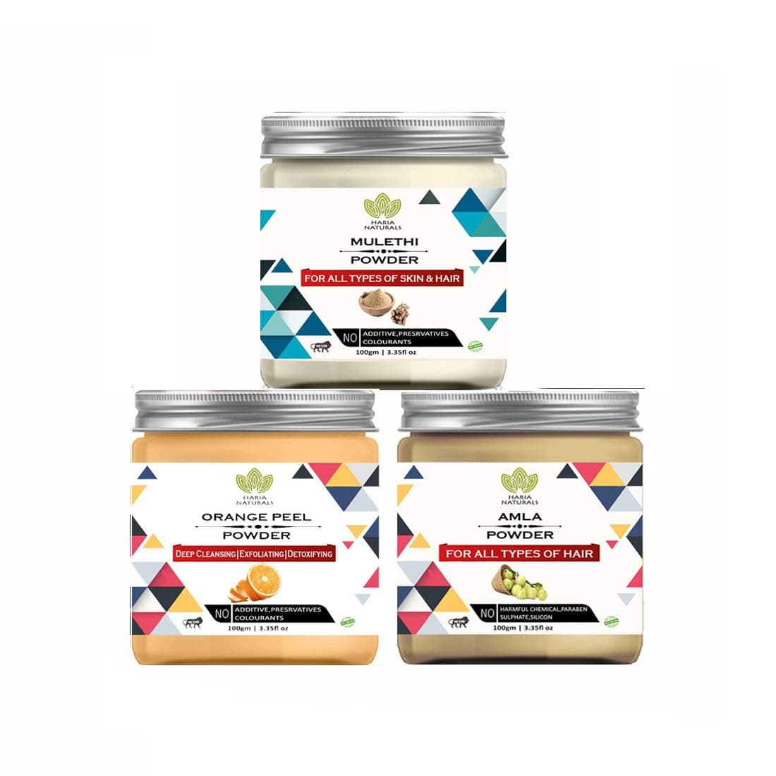 100 Pure Naturals Mulethi Powder 100gm Orange Peel Powder 100gm Amla Powder 100gm Pack Of 3 300GM