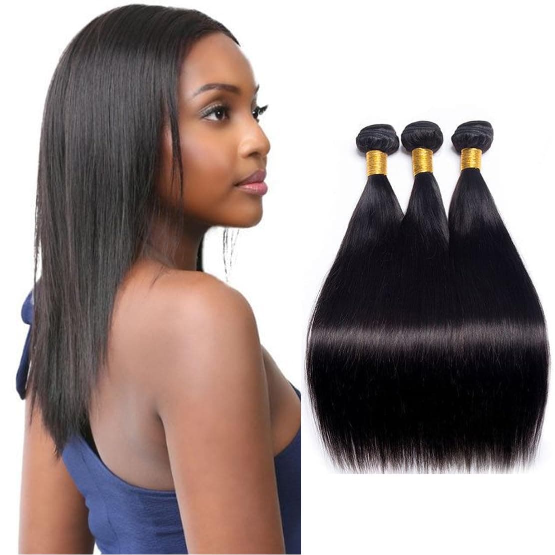Straight Bundles Human Hair 10 12 14 Inch 100 Unprocessed Brazilian Trippy Hair Weave Bundles Human Hair for Black Women Remy Human Hair Bundles Natural Black Raw Weft Hair Extensions