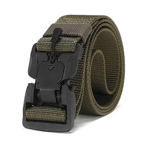 Contacts Synthetic Quick Release Buckle Nylon Belt for Men | Men's Nylon Belt (Free Size) (Green)