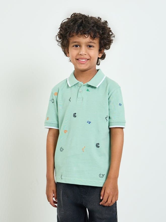 Boys Embroidered Polo T-Shirt