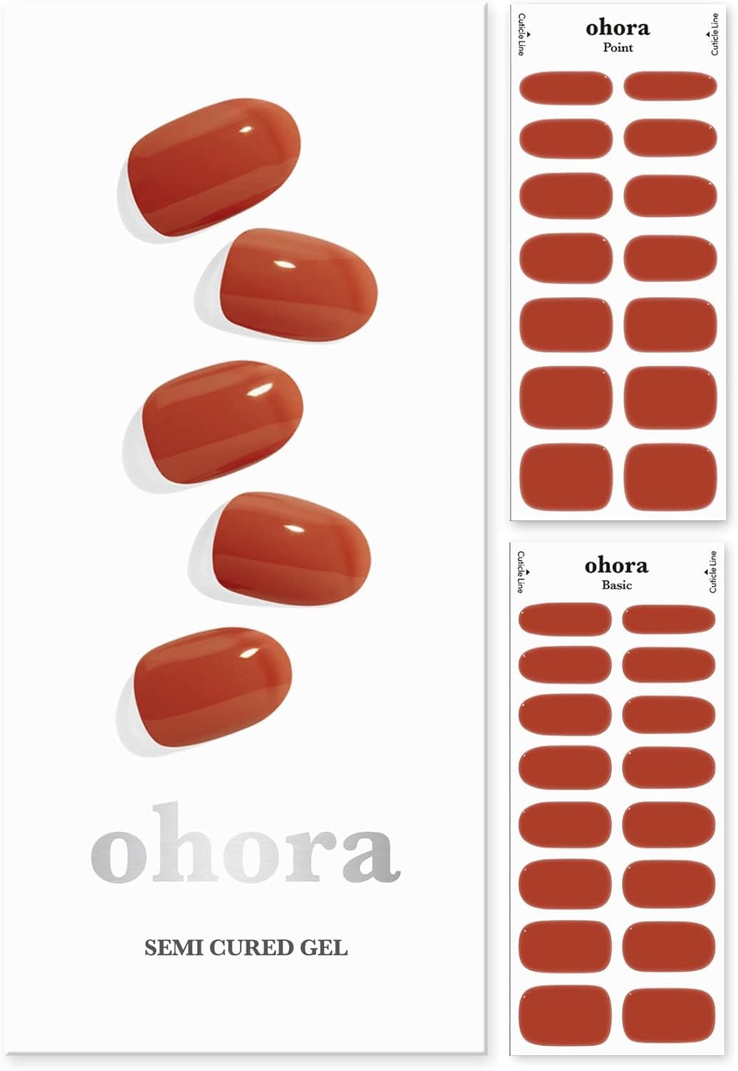 ohora Semi Cured Gel Nail Strips N Cream Maple Works with Any Nail Lamps SalonQuality Long Lasting Easy to Apply Remove Includes 2 Prep Pads File Wooden Stick Red