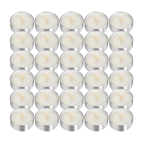 UNBREAKABLE - Tea Light Candles 30 Pack – Unscented Long Lasting 2.5 Hour Burn – White Smokeless Tealights for Decoration, Holiday, Party, Wedding, Home Use