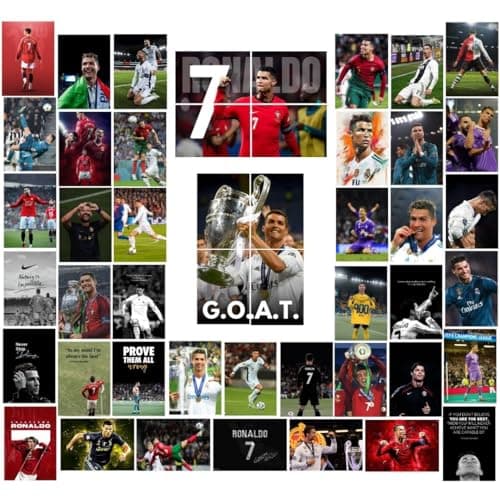 auraposter Paper Ronaldo Poster (Set Of 48) | Cristiano Ronaldo Mini Posters (15 X10 Cm) | Football Posters Of Ronaldo For Wall, Bedroom, Living Room | Football For Wall | Glue Dots Included