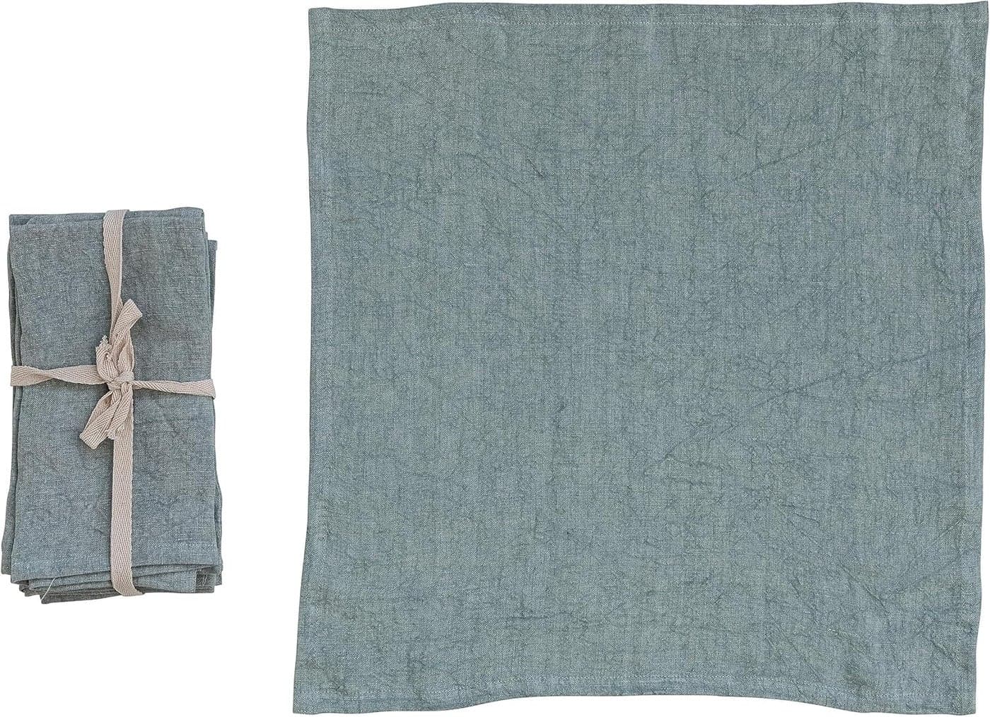 Creative CoOp 18 Inches Square Stonewashed Linen Dinner Kitchen Use Mint Color Set of 4 Napkin