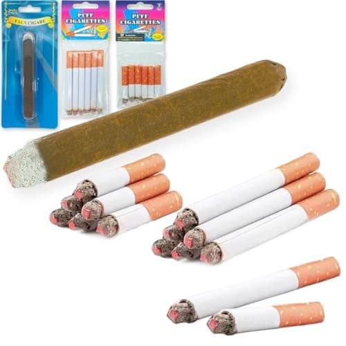 Fake Puff Cigarettes That Blow Smoke 6 Cigarettes 6 Half Cigarettes 1 Cigars Faux Cigs with a Realistic Look Prop for Prank Halloween Costume Movieheater Play Fun Gag GiftNovelty Toy