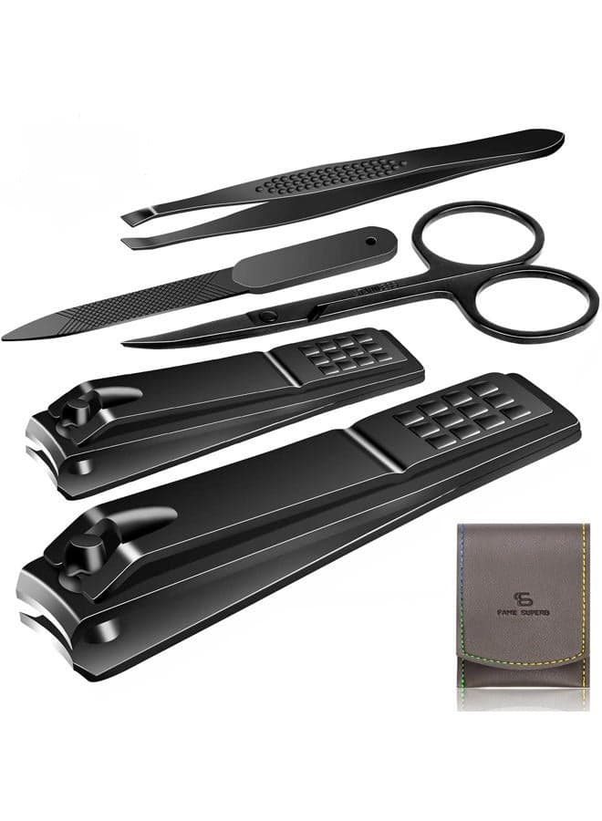 Nail Clippers Set Manicure Pedicure Kit Stainless Steel Nail Cutter Nail File Sharp Nail Scissors and Clipper Fingernails & Toenails Care Grooming Care Tools Kit with Portable Stylish case (5 in 1)
